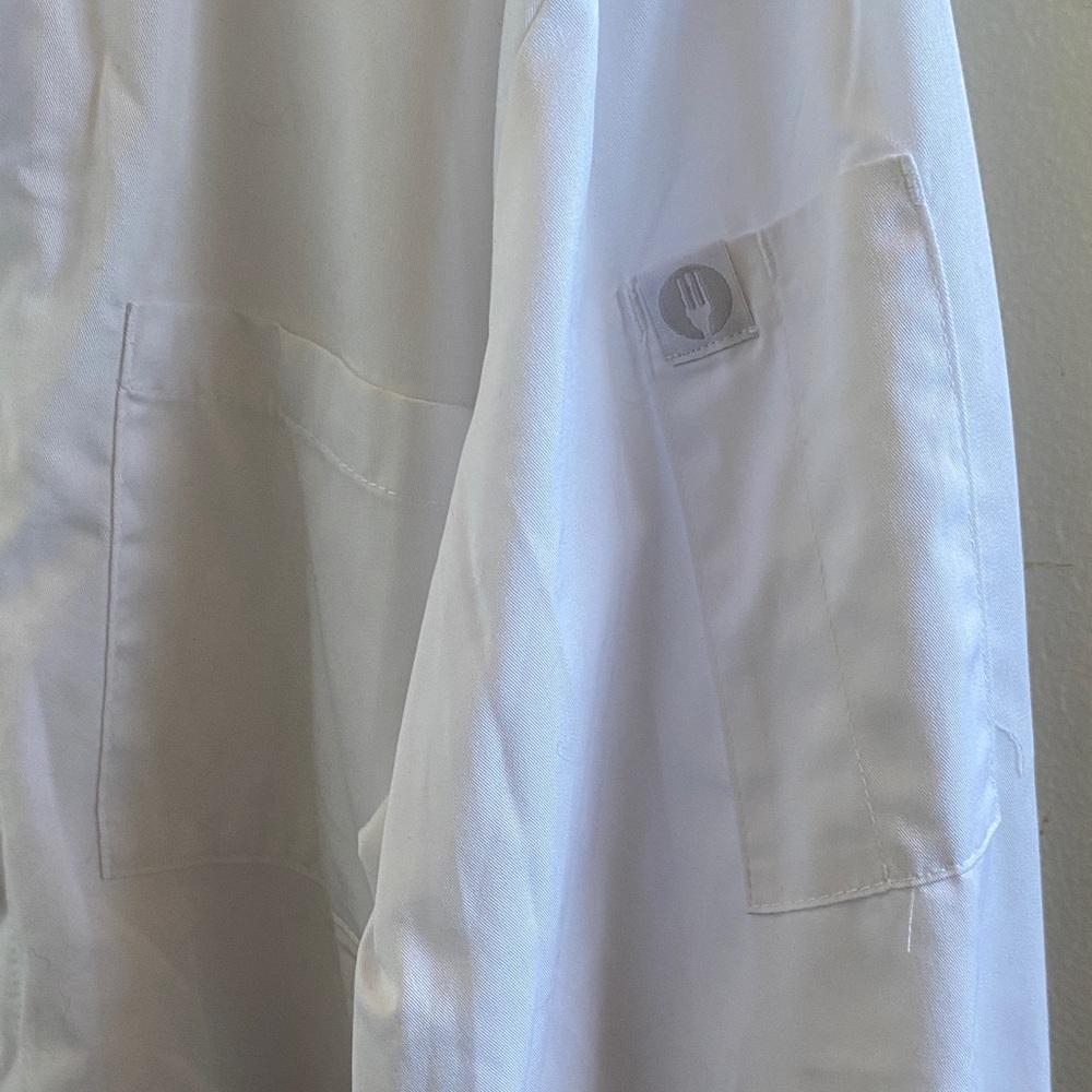 NWOT Men's White Double-Breasted Chef Button Down Dress Shirt - Picture 3 of 6